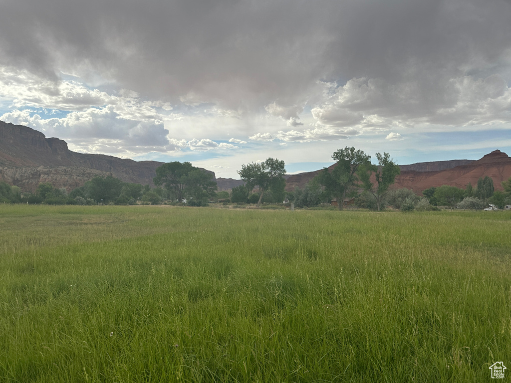 View of mountain background with rural landscape