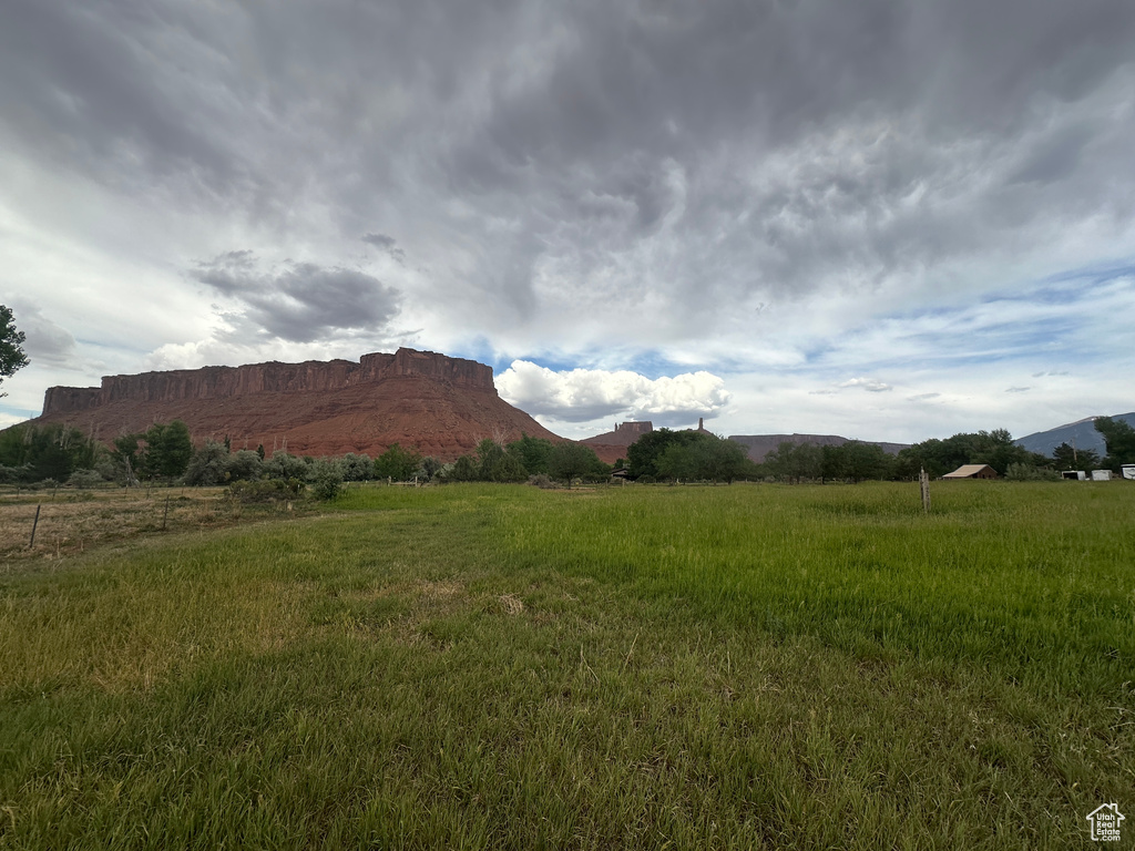 View of mountain background with rural landscape