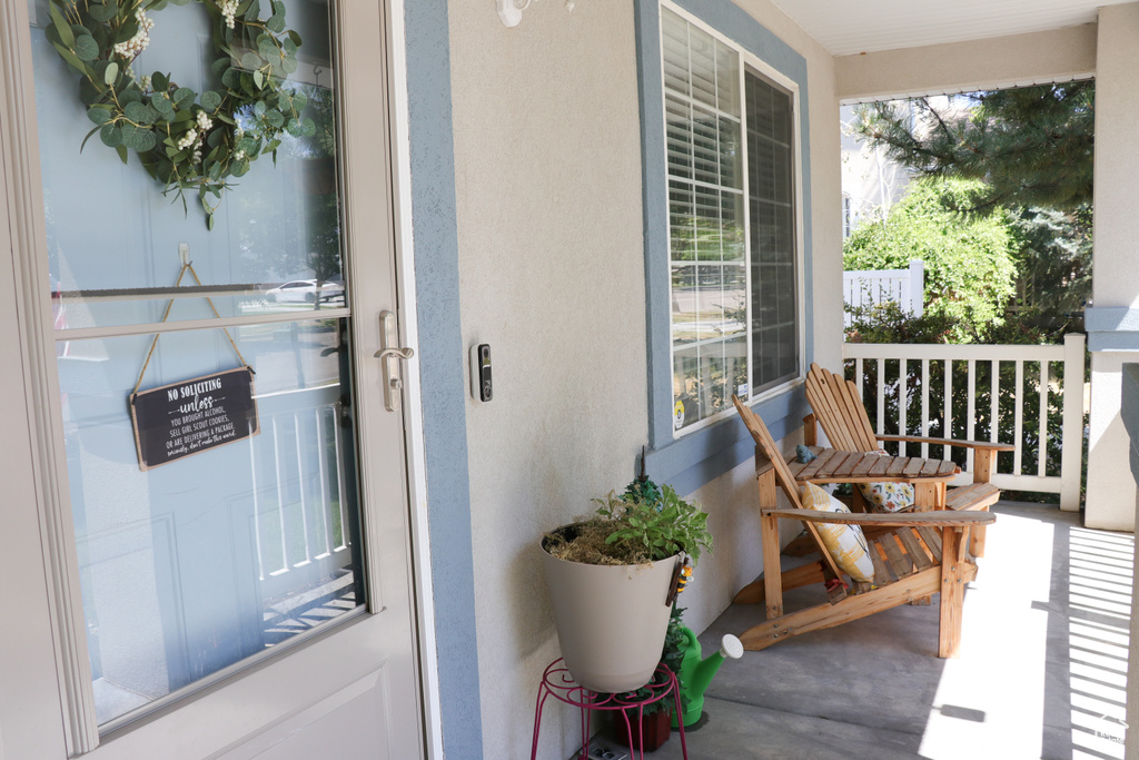 View of covered porch