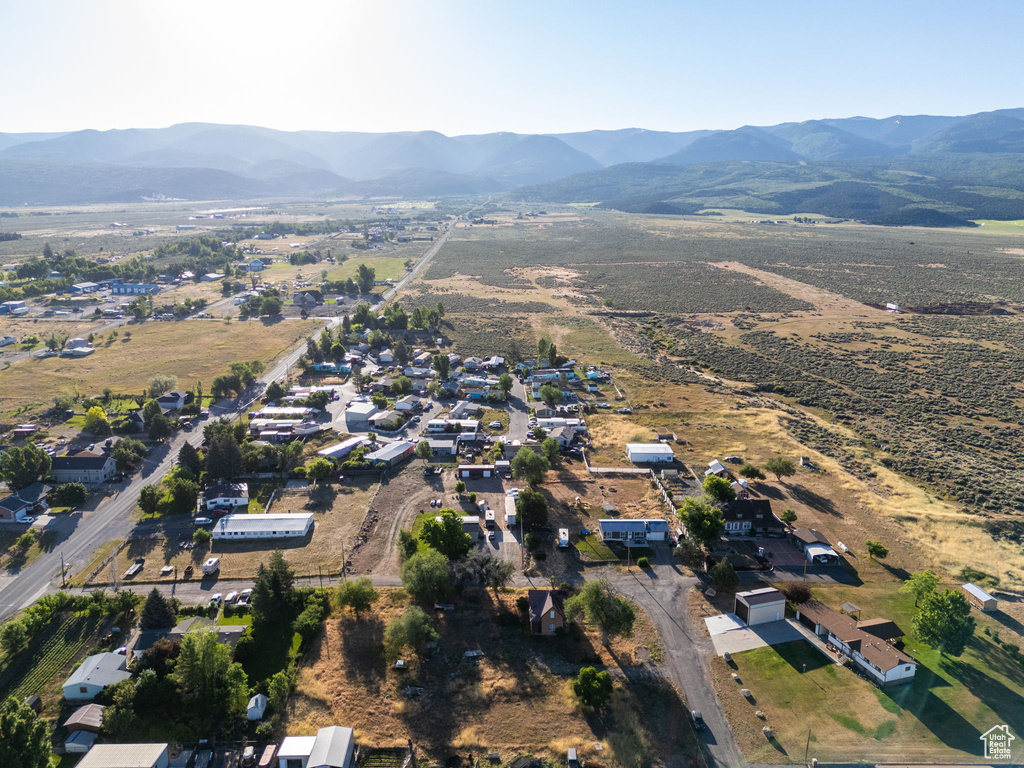 Aerial overview of property\'s location featuring mountains