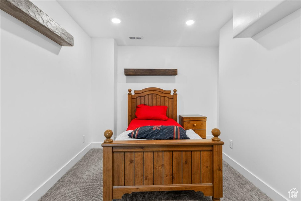 Bedroom featuring carpet flooring and recessed lighting