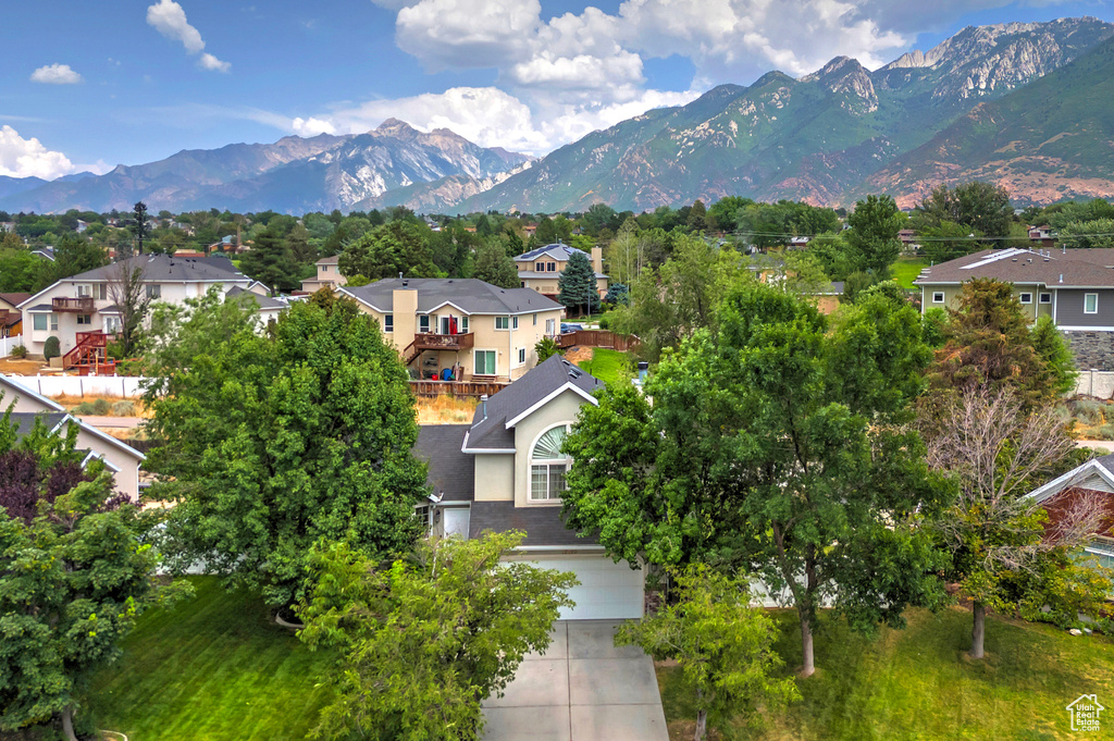 View of mountain backdrop with nearby suburban area