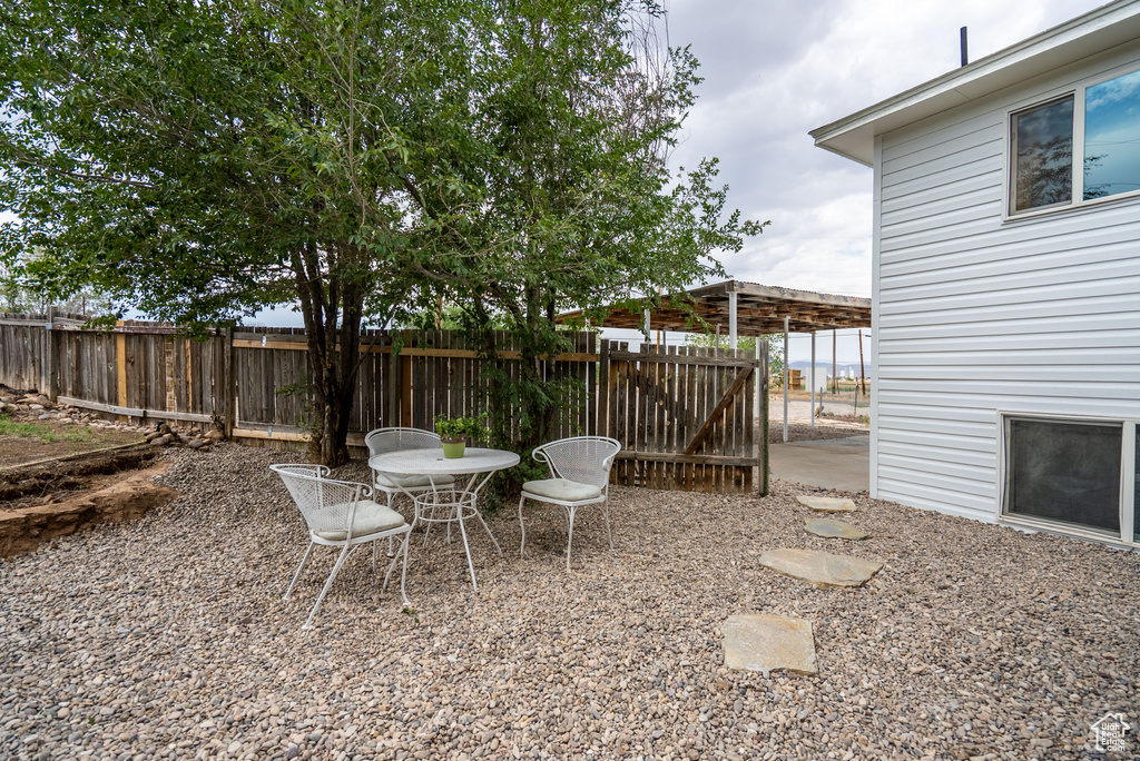 View of fenced backyard