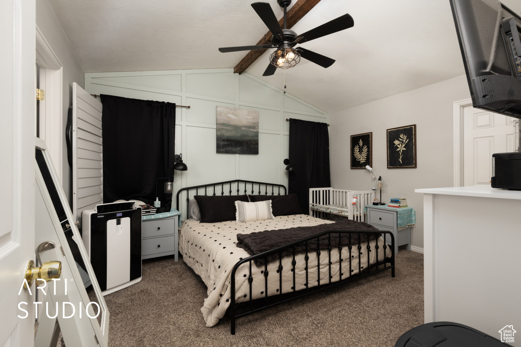 Bedroom featuring carpet floors and a ceiling fan