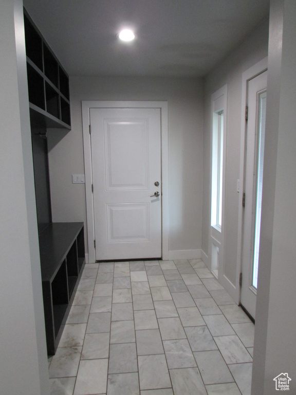 Mudroom with recessed lighting