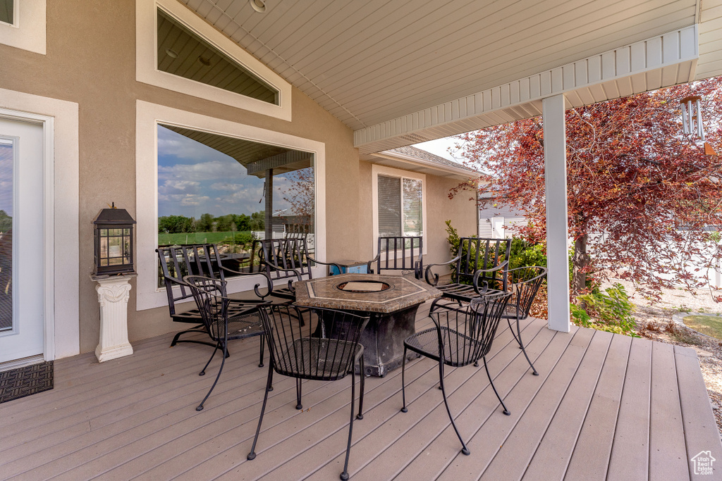 View of wooden deck