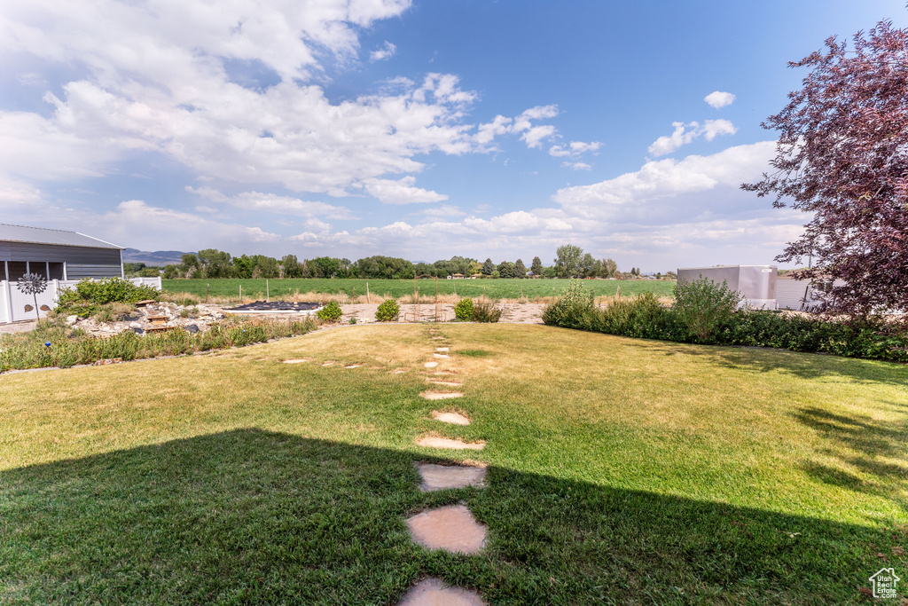 View of green lawn featuring a rural view