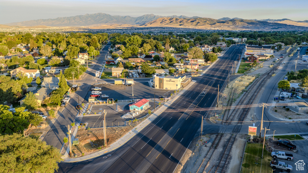 Drone / aerial view of a mountainous background