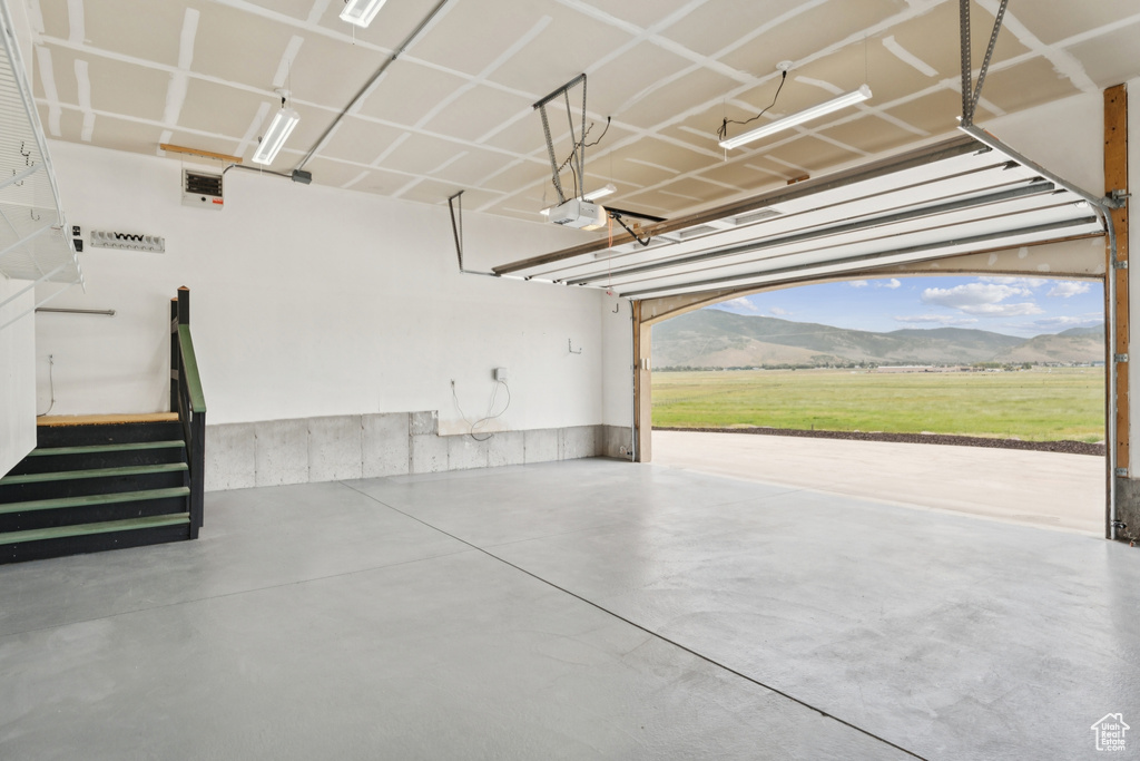Garage with a mountain view