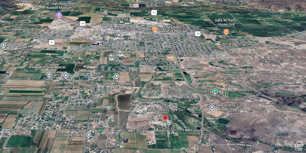 Aerial map of property and surrounding area