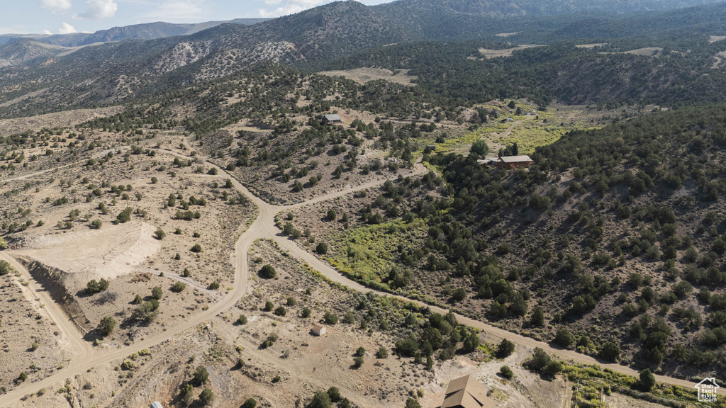 Bird\'s eye view of a mountainous background