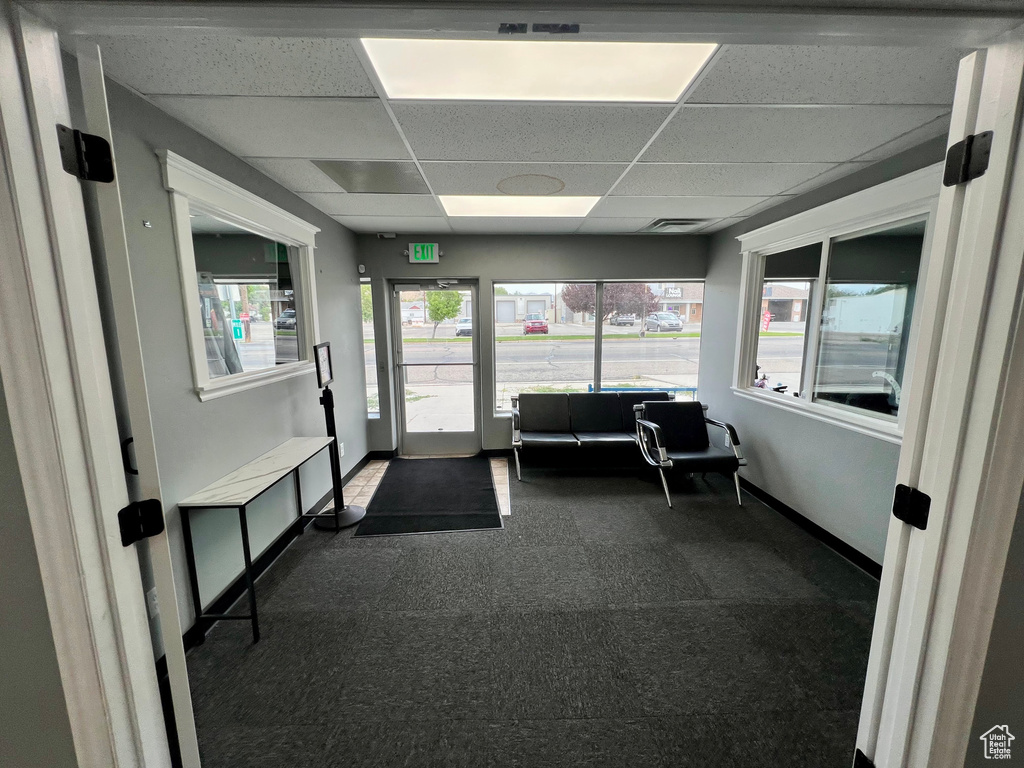 Community lobby with a drop ceiling