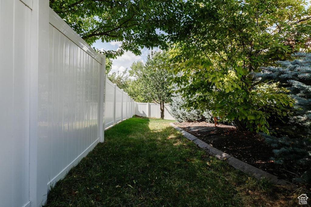 View of fenced backyard