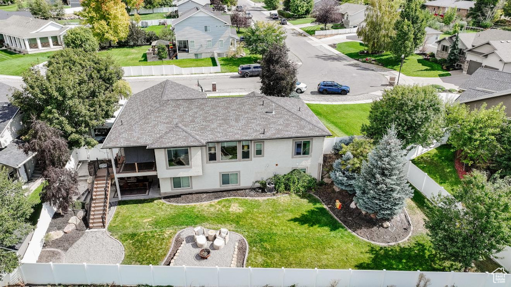 Aerial perspective of suburban area