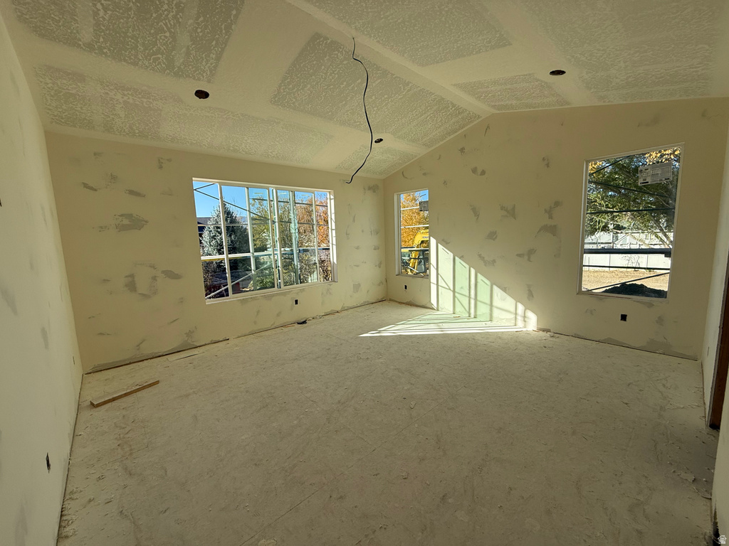 Spare room with plenty of natural light and vaulted ceiling