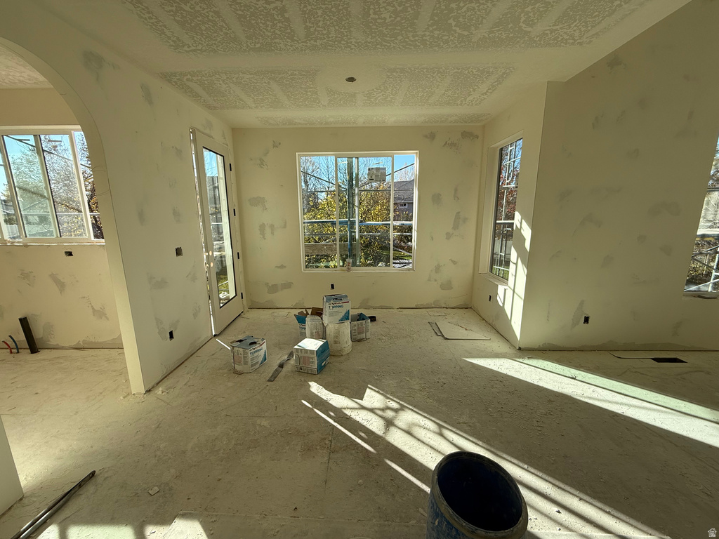 Empty room with arched walkways