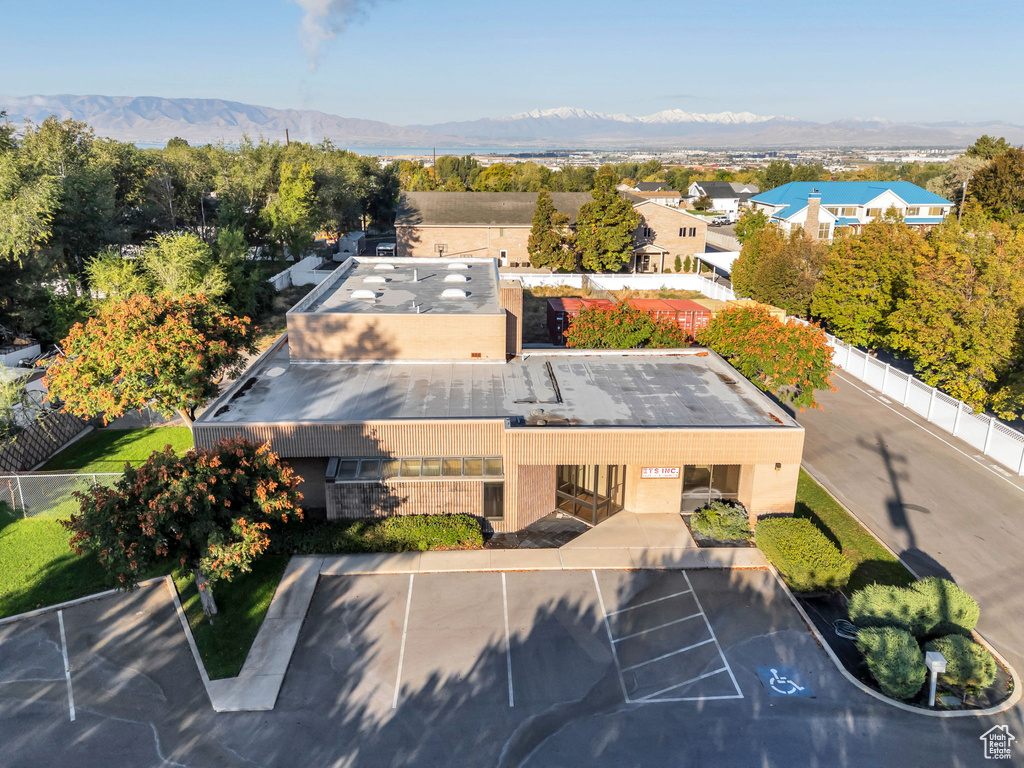 Drone / aerial view of a mountain backdrop