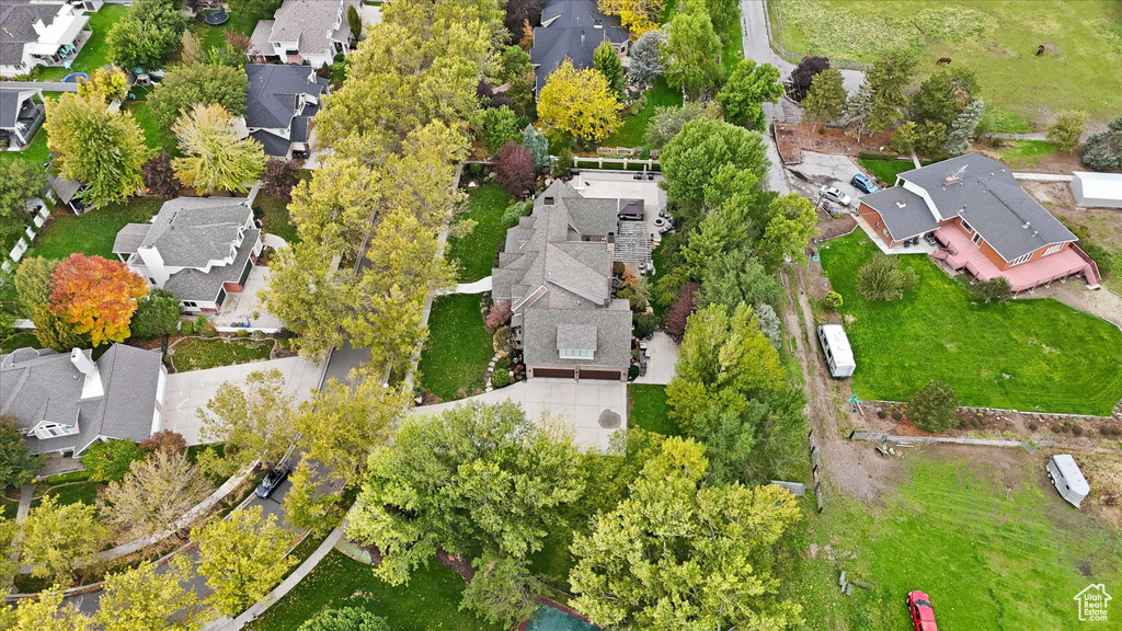 Aerial perspective of suburban area
