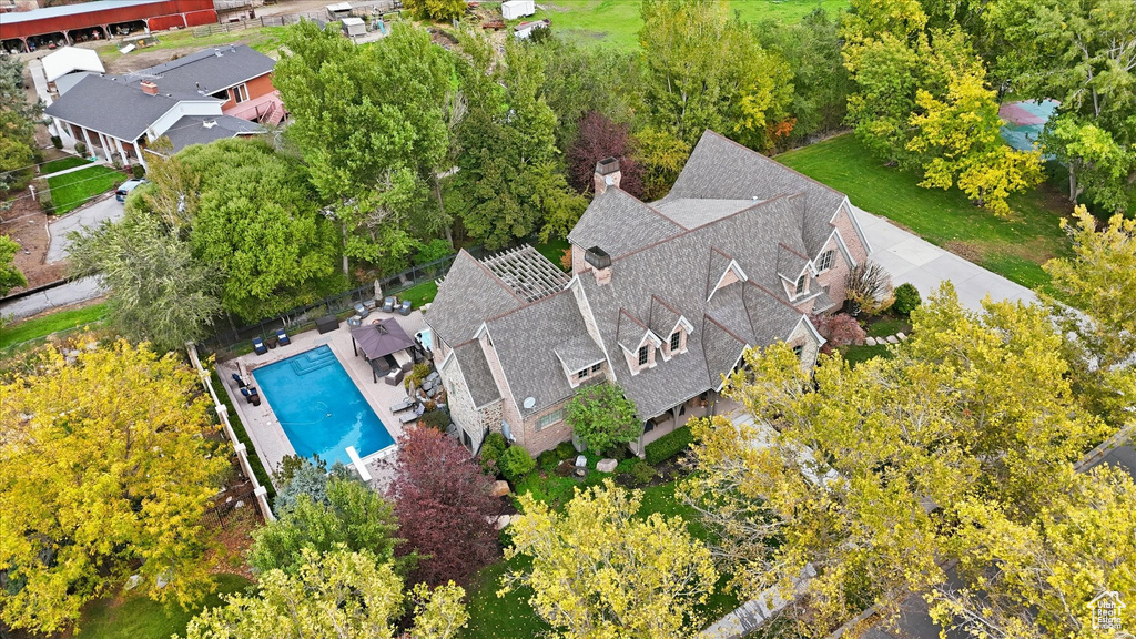 Aerial view of a pool area