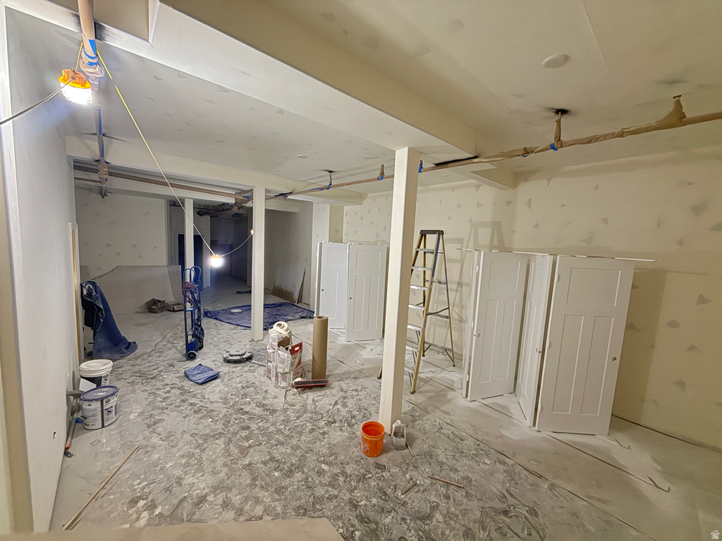 View of unfinished basement