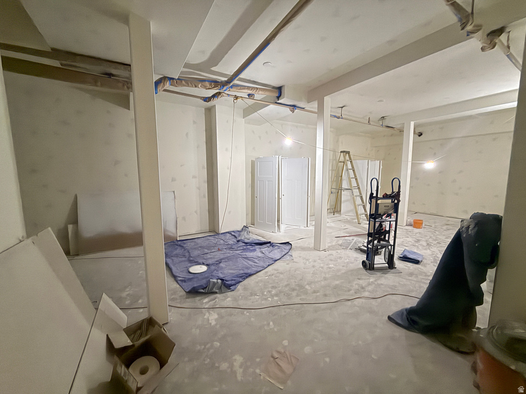 View of unfinished basement