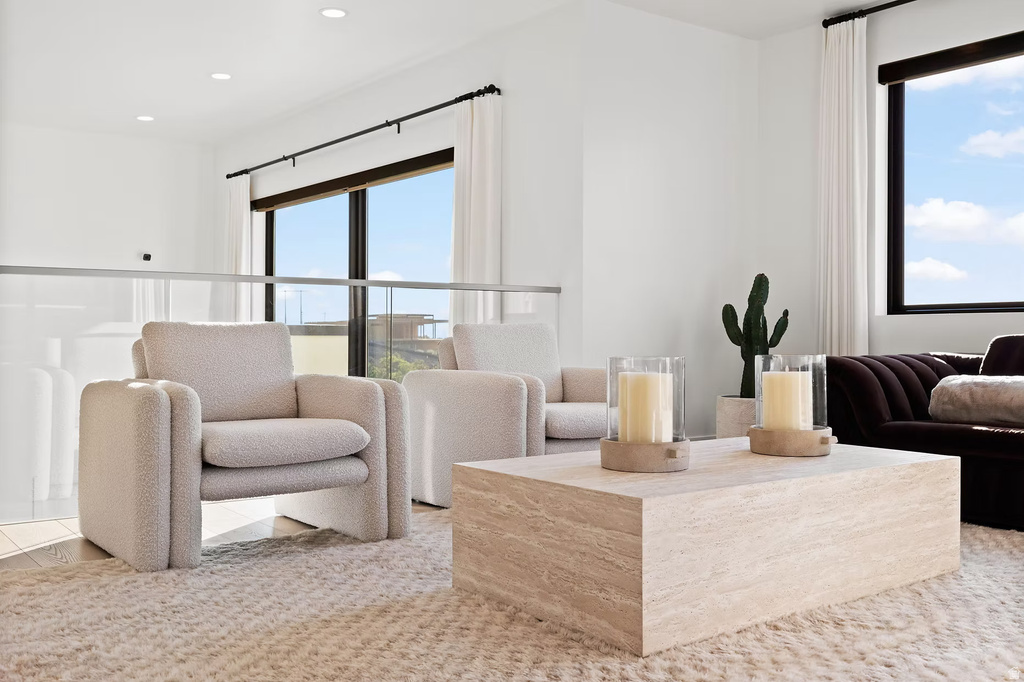 Living area featuring recessed lighting