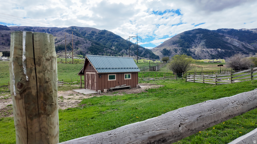 Mountain view with rural landscape
