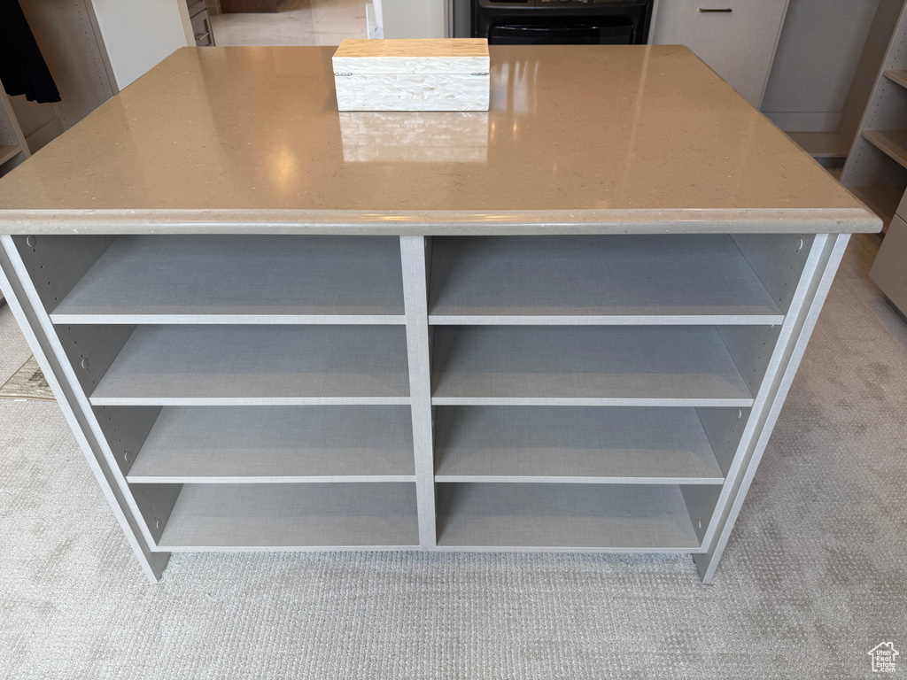 Central island with a substantial stone countertop