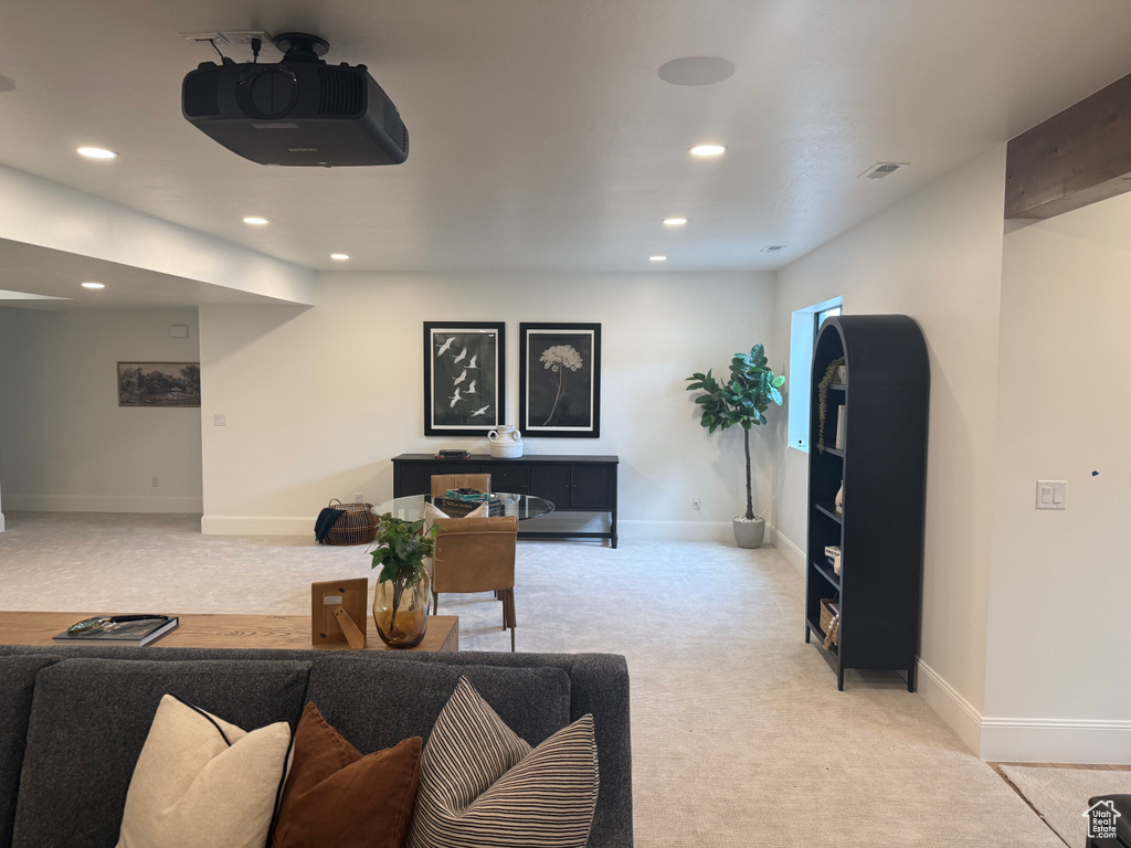Integrated ceiling projector with recessed lighting and in-ceiling speakers