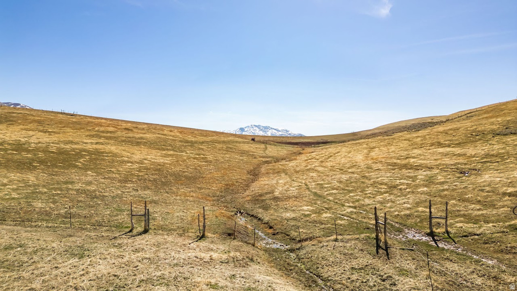 View of yard with a mountain view and a rural view