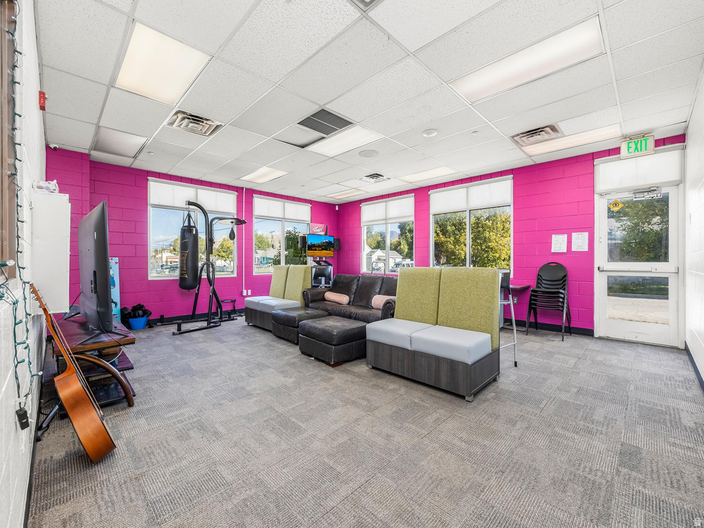 Community lobby featuring a drop ceiling