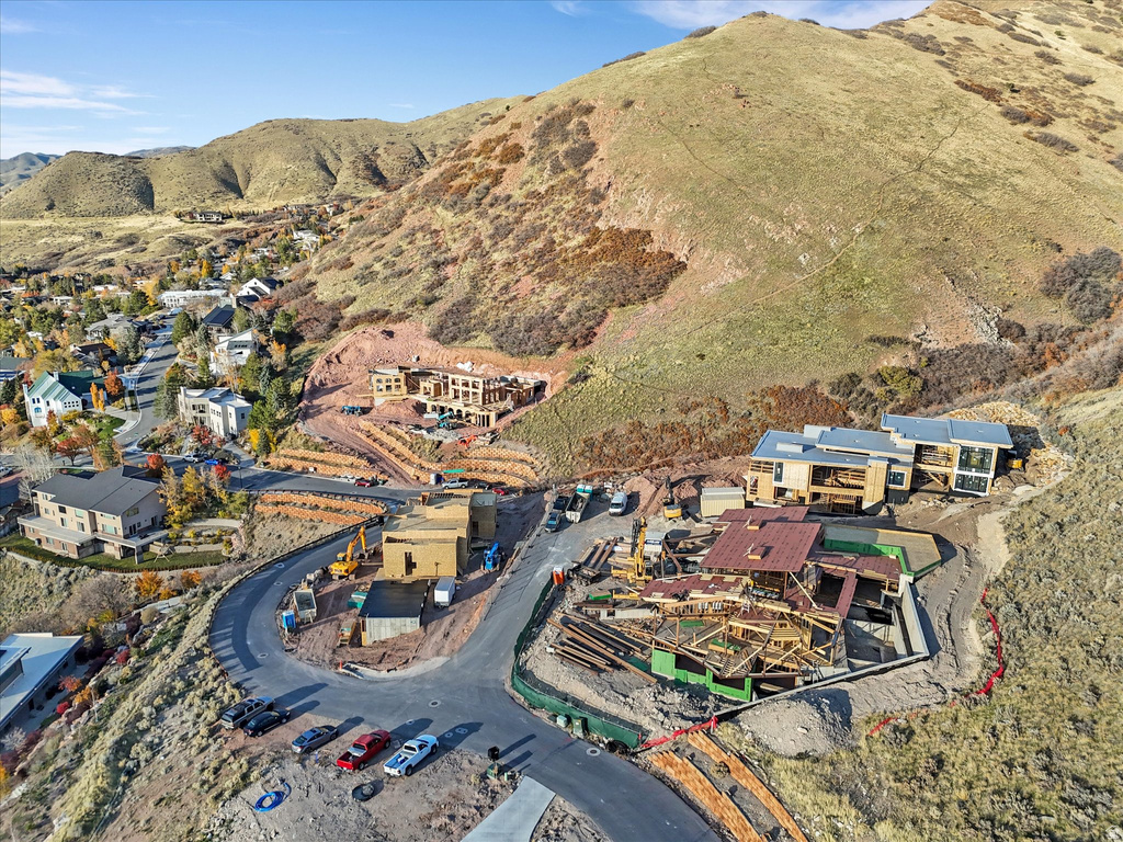 Aerial view of a mountainous background