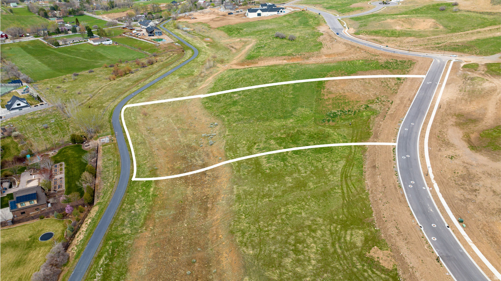 Aerial view of property's location with property boundaries highlighted