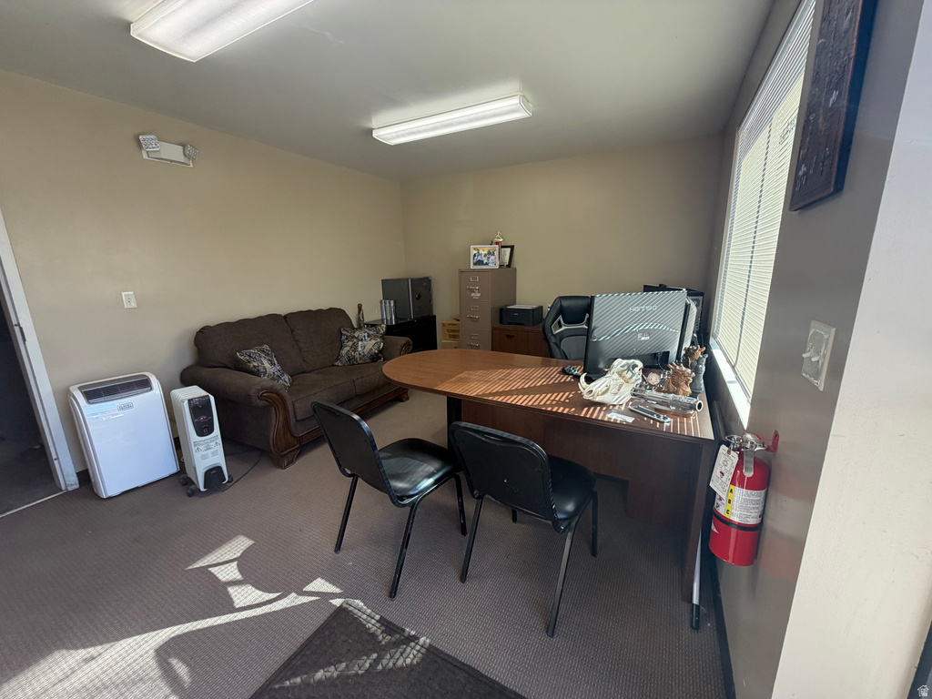 Office space with carpet floors