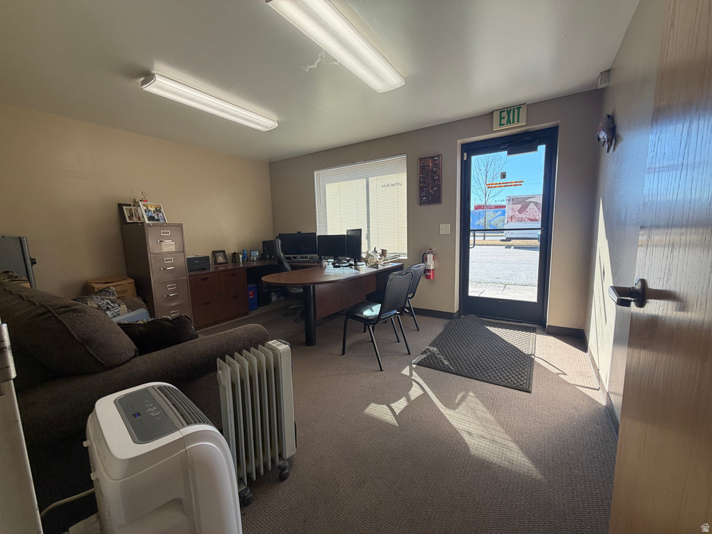 Office with radiator heating unit