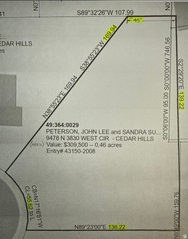 Survey Plat. Outlining property boundaries, dimensions, and owner details