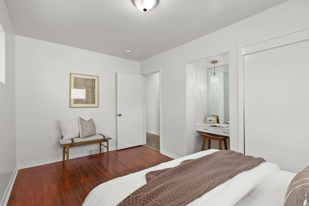Bright room with wood-finish flooring