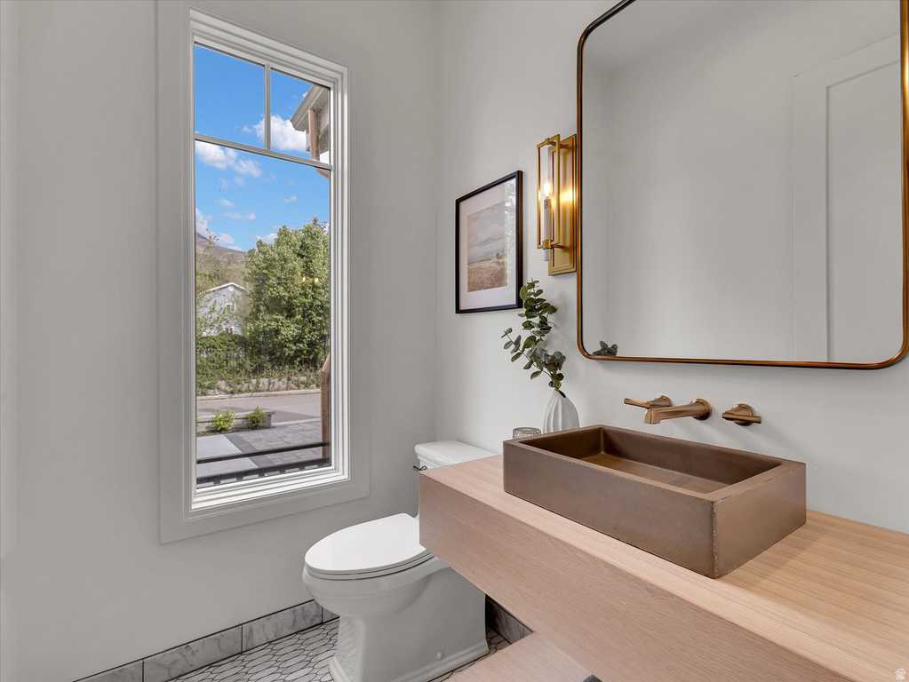Bathroom with toilet and vanity