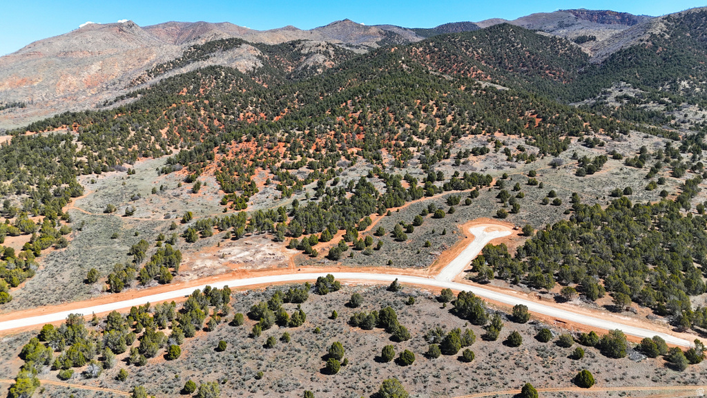 Aerial view of a mountainous background