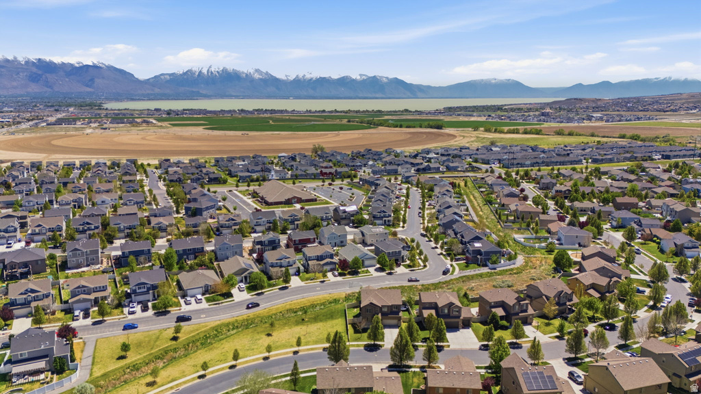 Aerial perspective showcasing a residential community with varied architectural styles