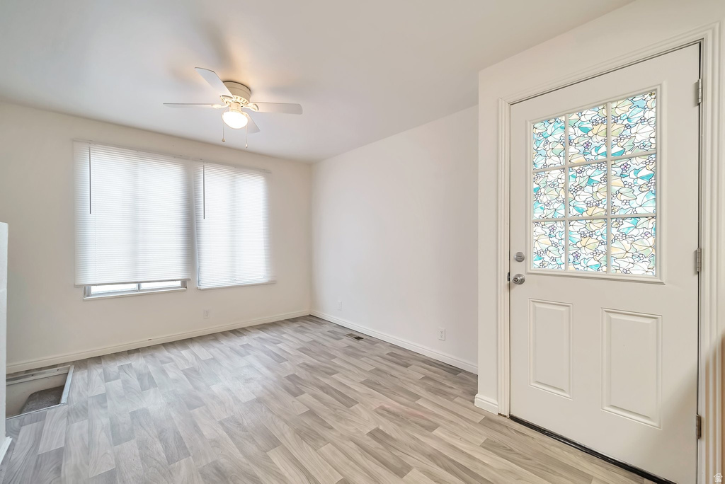 White interior door with decorative multi-pane glass