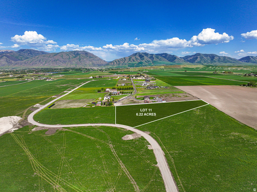 Expansive 6.22-acre lot featuring a verdant landscape and mountain backdrops