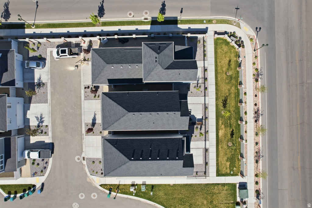 Aerial view showcasing a community layout with multiple properties