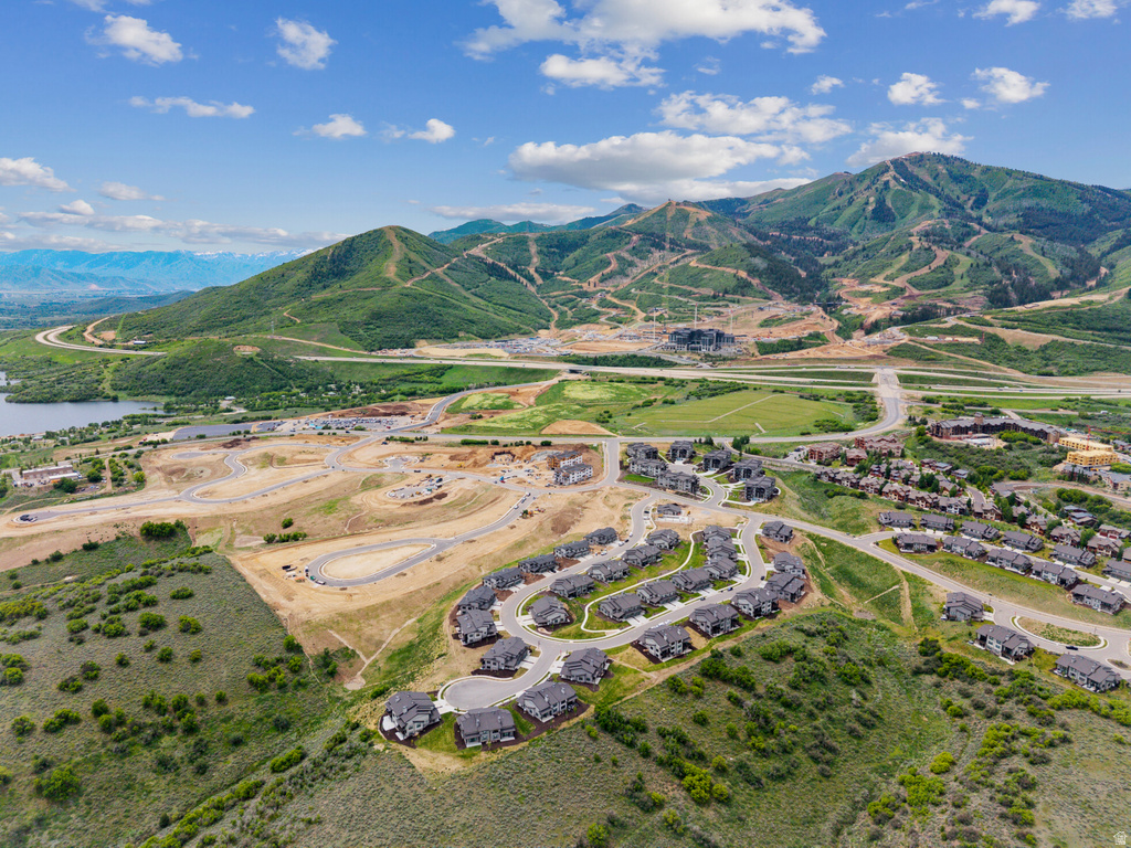 Expansive mountain landscape featuring a large lake, developed residential areas with numerous homes, and mountain slopes