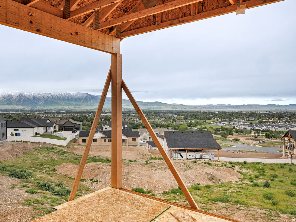 Framed mountain range scenery encompassing a broad urban landscape