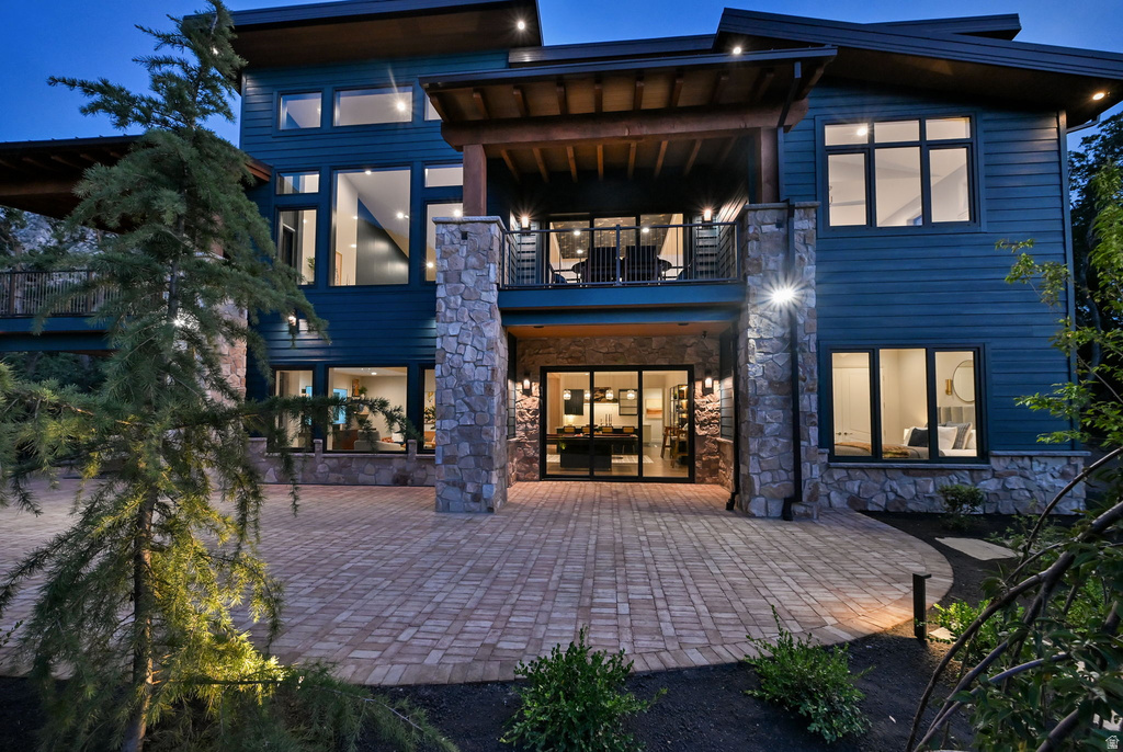 Expansive multi-level patio constructed with paver stones