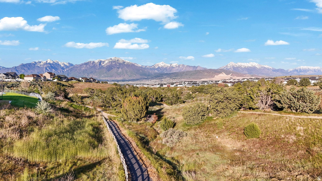 Expansive mountain scenery with snow-capped peaks