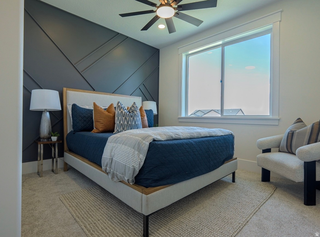 Geometric accent wall with dark paneling