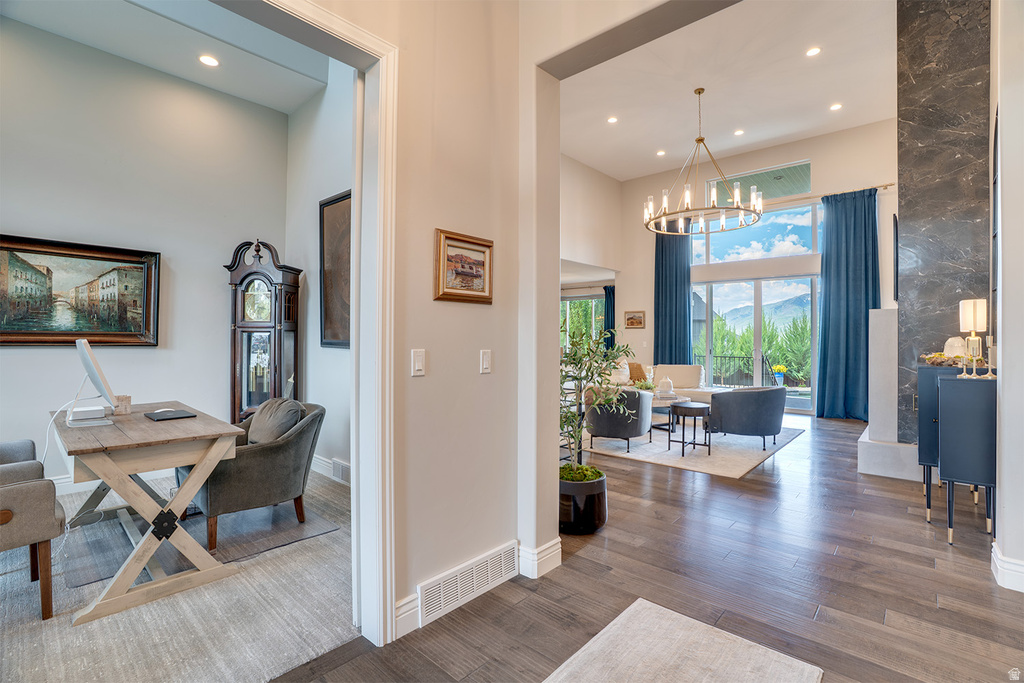 Hardwood-style flooring throughout the main level