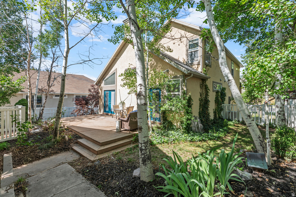 Spacious outdoor deck with tiered steps